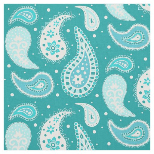 Paisley Pattern Teal Blue Turquoise Fabric