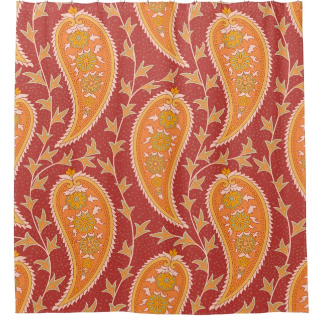 Paisley pattern. Turkish cucumber. Maroon-orange c Shower Curtain (Front)