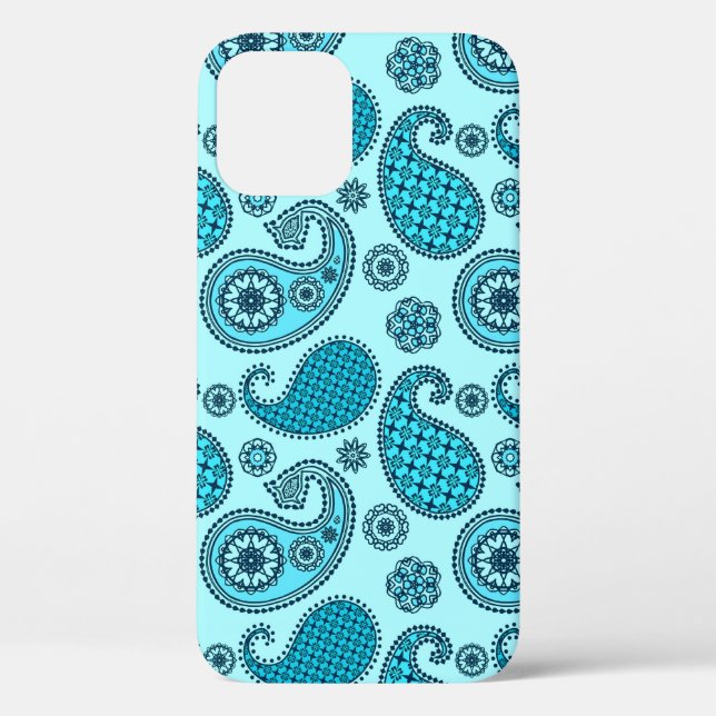 Paisley pattern, turquoise, aqua and navy Case-Mate iPhone case (Back)