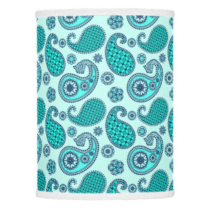 Paisley pattern, turquoise, aqua and navy lamp shade