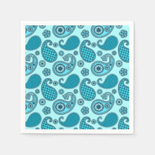 Paisley pattern, turquoise, aqua and navy paper napkins