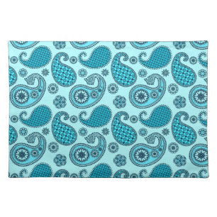 Paisley pattern, turquoise, aqua and navy placemat