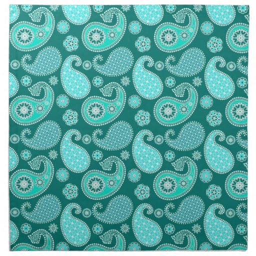 Paisley pattern, Turquoise, Aqua and White Napkin | Zazzle