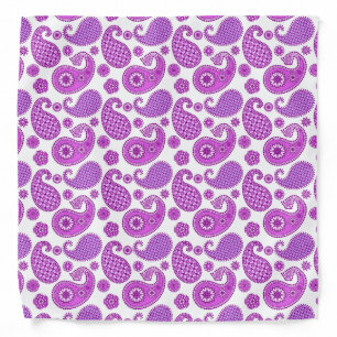 Paisley pattern, violet, purple and white bandana