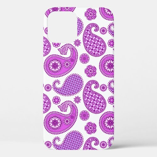 Paisley pattern violet purple and white iPhone 12 case