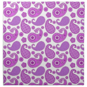 Paisley pattern, violet, purple and white cloth napkin