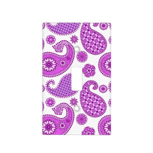 Paisley pattern, violet, purple and white light switch cover