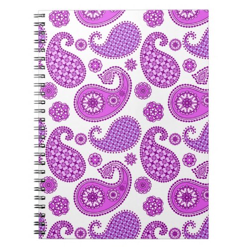 Paisley pattern violet purple and white notebook