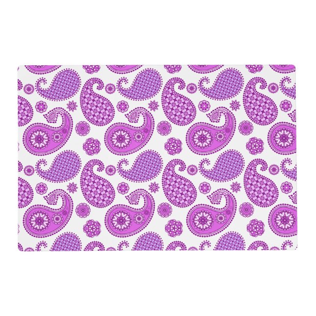 Paisley pattern, violet, purple and white placemat (Front)
