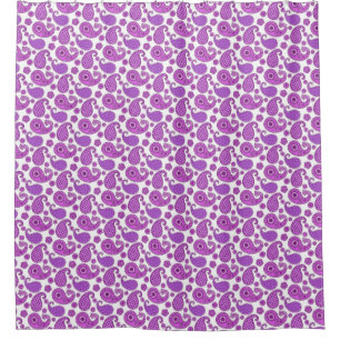 Paisley pattern, violet, purple and white shower curtain