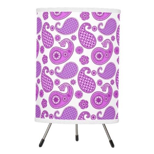 Paisley pattern violet purple and white tripod lamp