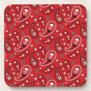 Paisley Pattern with Red Background-23214 Beverage Coaster