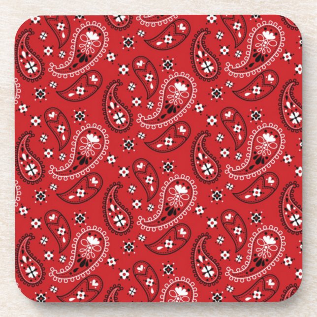 Paisley Pattern with Red Background-23214 Beverage Coaster (Front)