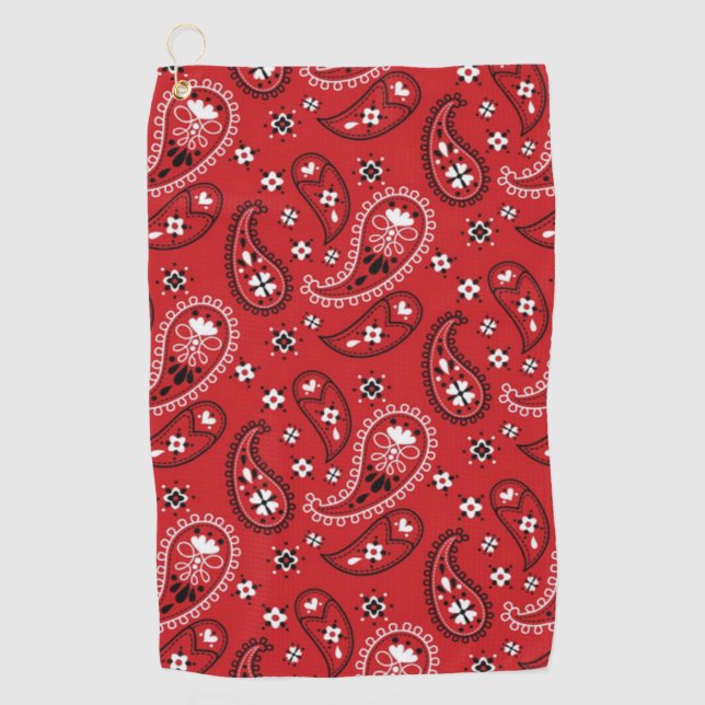 Paisley Pattern with Red Background-23214 Golf Towel (Front)