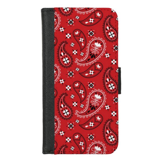 Paisley Pattern with Red Background-23214 iPhone Wallet Case (Front)