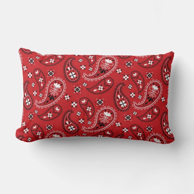 Paisley Pattern with Red Background-23214 Lumbar Pillow (Front)