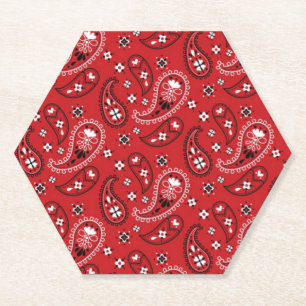 Paisley Pattern with Red Background-23214 Paper Coaster