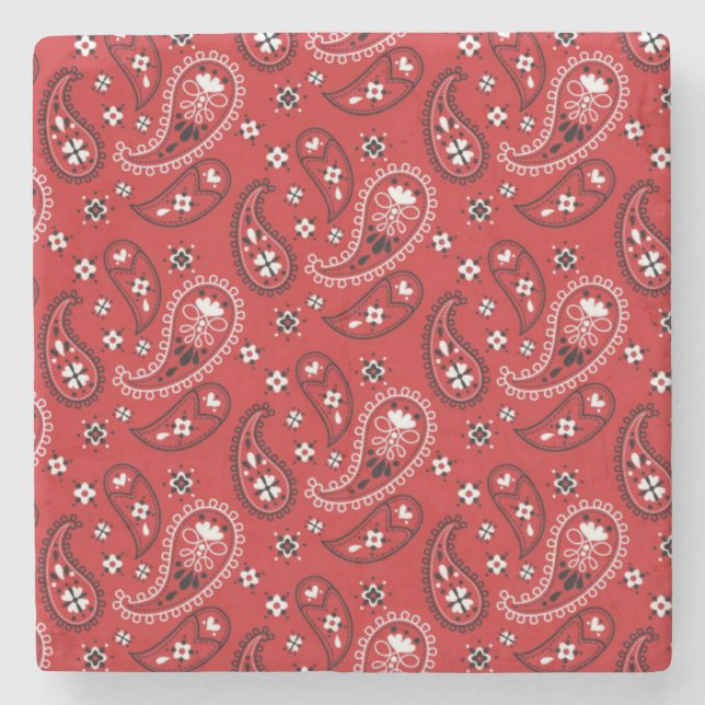Paisley Pattern with Red Background-23214 Stone Coaster (Front)