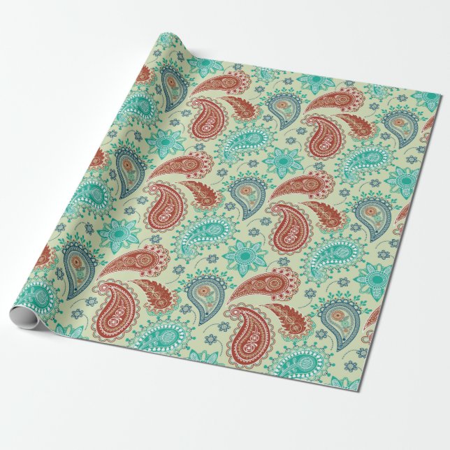 Paisley pattern wrapping paper (Unrolled)