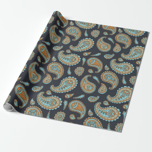 Paisley pattern wrapping paper (Unrolled)