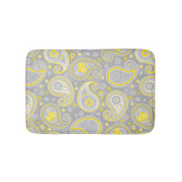 Paisley pattern yellow and grey elegant bathroom mat