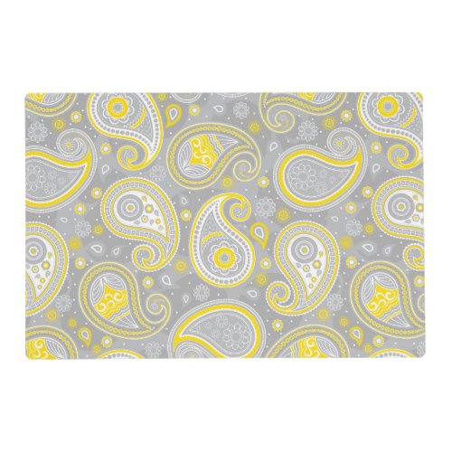 Paisley pattern yellow and grey elegant placemat