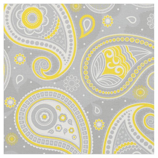 Paisley pattern yellow and grey fabric