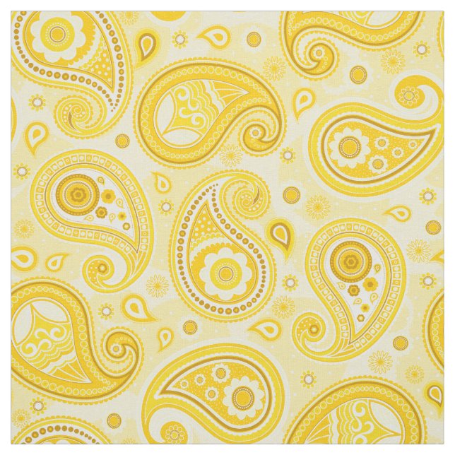 Paisley pattern yellow color fabric (Swatch)