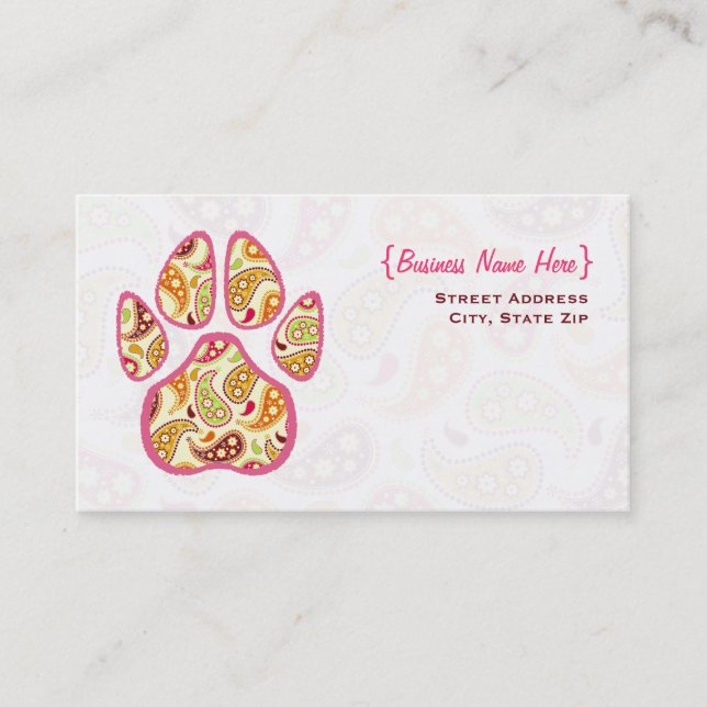 Paisley Paw Print Business Card (Front)