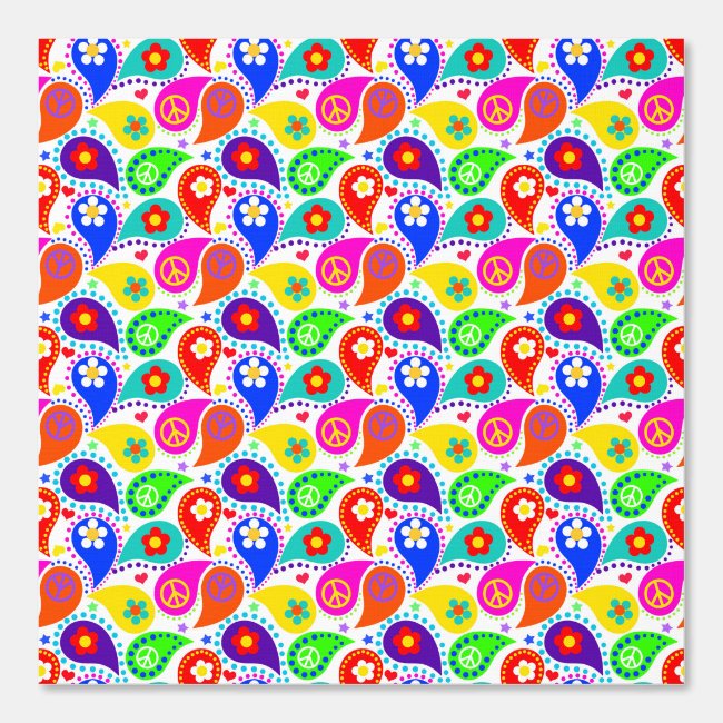 Paisley Peace Signs Flowers Bright and Beautiful