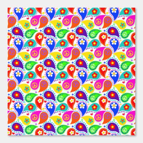 Paisley Peace Signs Flowers Bright and Beautiful Wallpaper