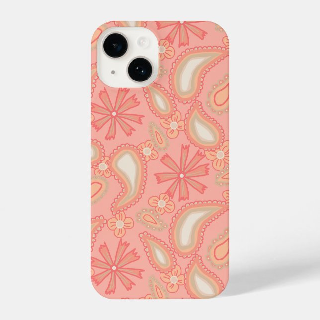 Paisley Peach Blooms iPhone Case (Back)