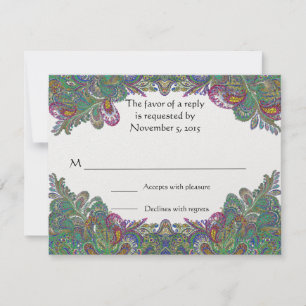 Paisley Peacock Colors RSVP Card