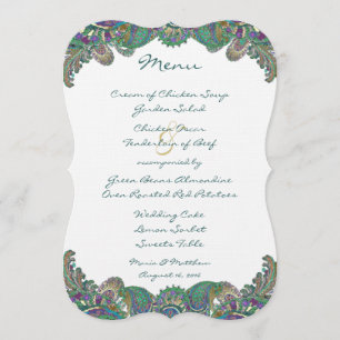 Paisley Peacock Colors Wedding Invitations