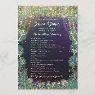 Paisley Peacock Colors Wedding Program