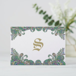 Paisley Peacock Colors Wedding Response Cards