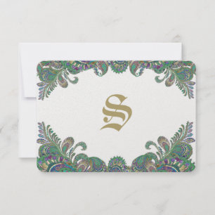 Paisley Peacock Colors Wedding Response Cards