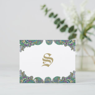 Paisley Peacock Colors Wedding Response Cards