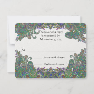 Paisley Peacock Colors Wedding Response Cards