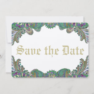 Paisley Peacock Colors Wedding Save the Date