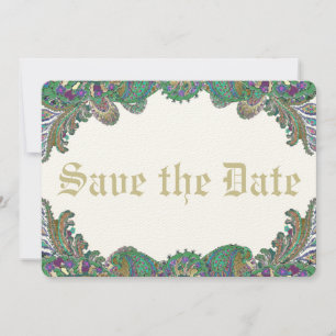 Paisley Peacock Colors Wedding Save the Date