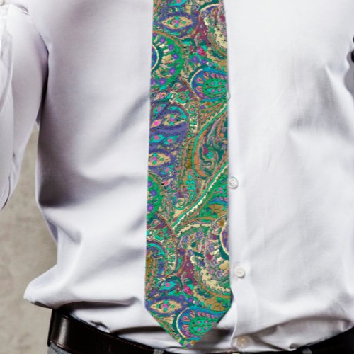 Paisley Peacock Colors Wedding Tie
