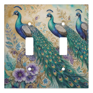 Paisley Peacock Floral Watercolor  Light Switch Cover