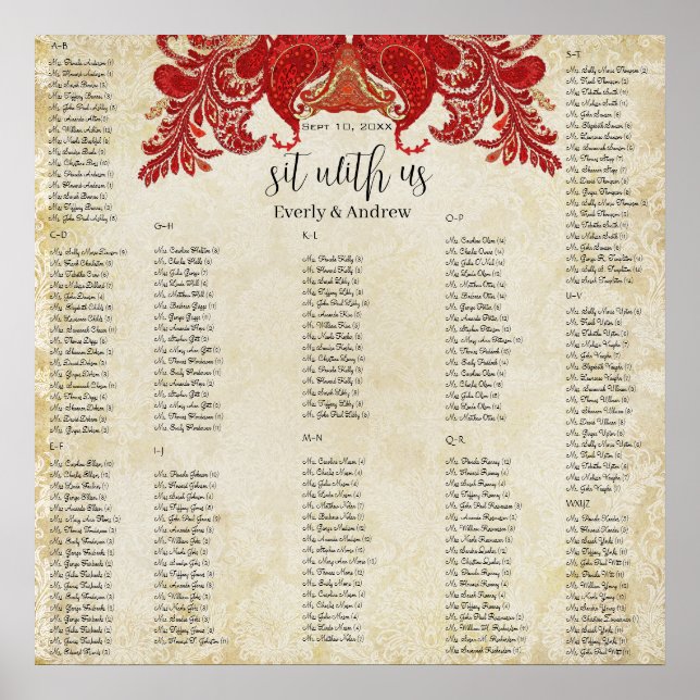 Paisley Peacock- Use 35 x 35 size (200 guests) Poster (Front)