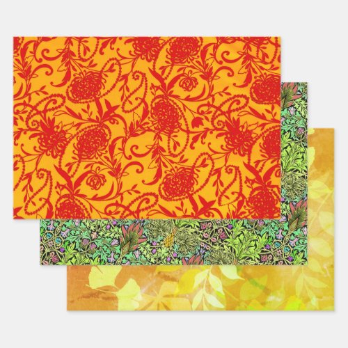 Paisley Pearl Arcadia and Leafy Sampler Wrapping Paper Sheets