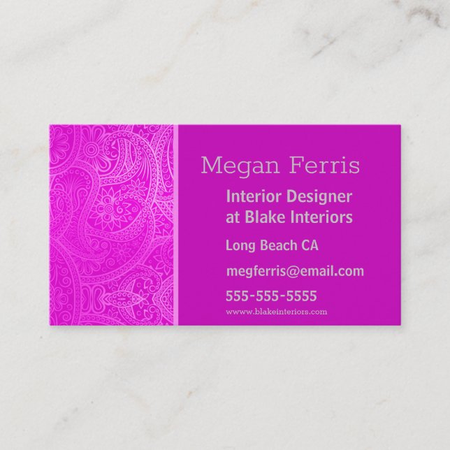 Paisley Pink Business Card (Front)