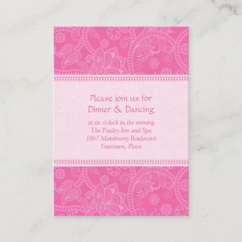 Paisley Pink Impression Wedding Reception Card