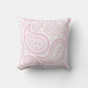 Paisley Pink on White Throw Pillow