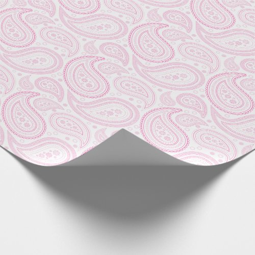 Paisley Pink on White Wrapping Paper