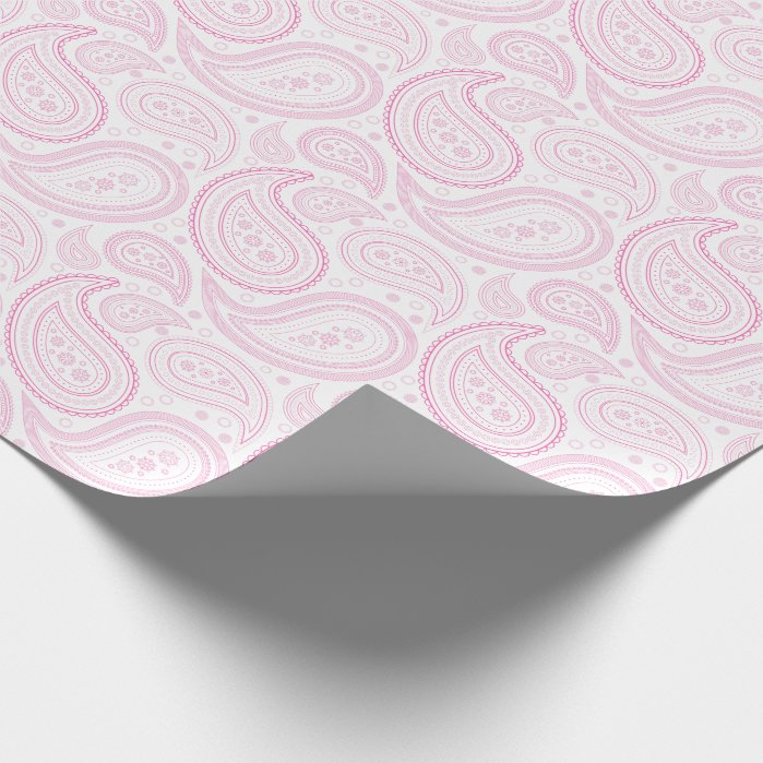 Paisley Pink on White Wrapping Paper